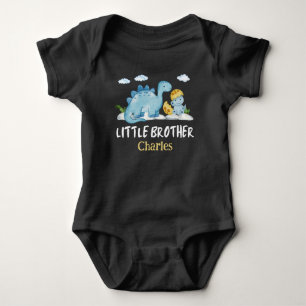 Personalised Name Dinosaur Little Brother Baby Bodysuit