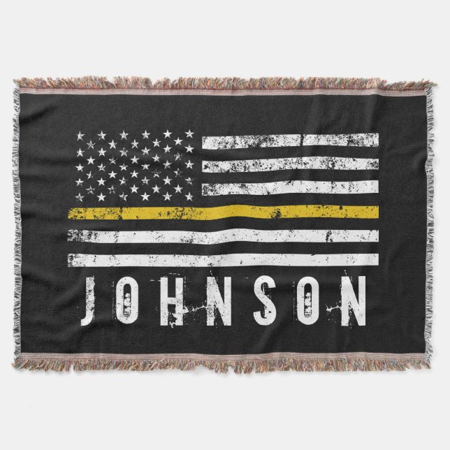 Personalised Name Distressed Police Dispatch Flag Throw Blanket (Front)