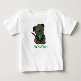 Personalised Name Dog Four Leaf Clover Baby T-Shirt