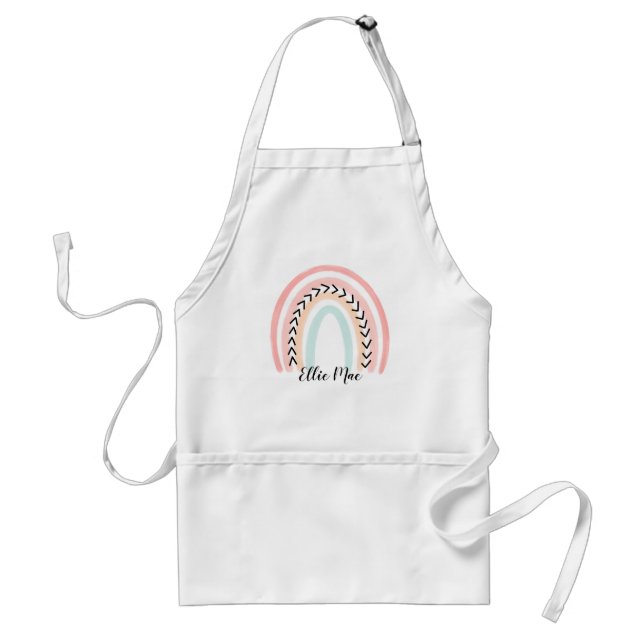 Personalised Name Doodle Rainbow Pastel Colours Standard Apron (Front)