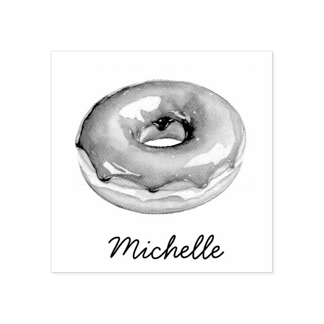 Personalised Name Doughnut  Rubber Stamp (Imprint)