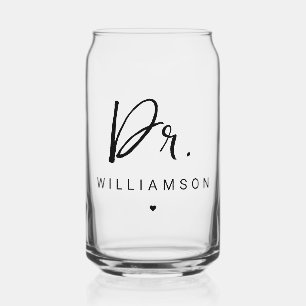 Personalised Name Dr Minimalist Doctor Graduation Can Glass