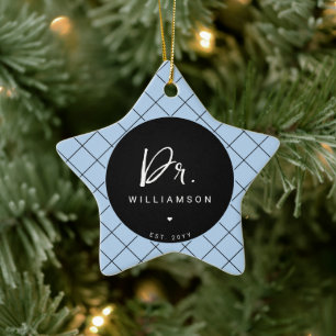 Personalised Name Dr Minimalist Doctor Graduation Ceramic Tree Decoration