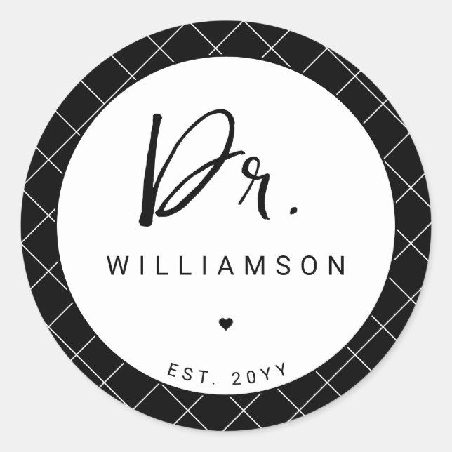 Personalised Name Dr Minimalist Doctor Graduation Classic Round Sticker (Front)