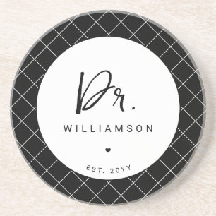 Personalised Name Dr Minimalist Doctor Graduation Coaster