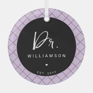 Personalised Name Dr Minimalist Doctor Graduation Glass Tree Decoration