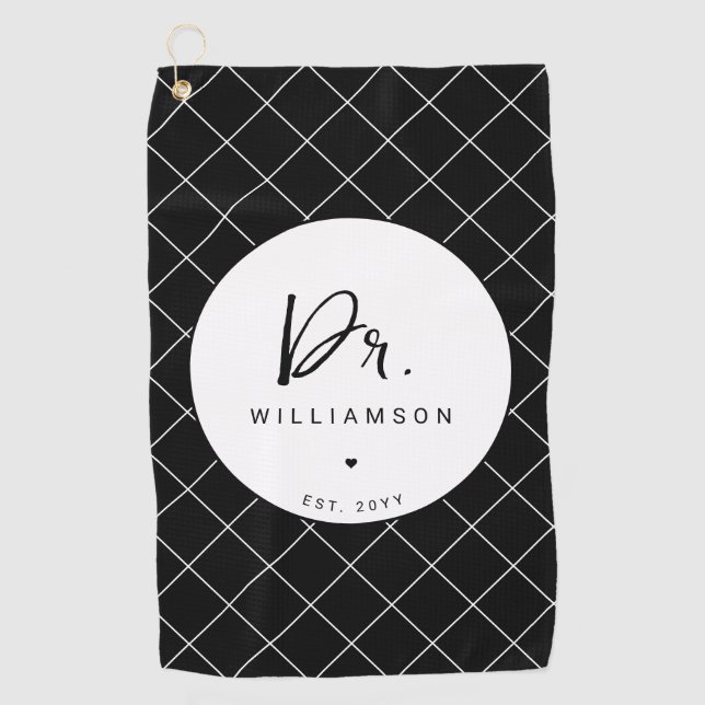 Personalised Name Dr Minimalist Doctor Graduation Golf Towel (Front)