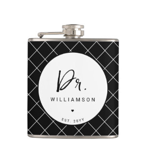 Personalised Name Dr Minimalist Doctor Graduation Hip Flask