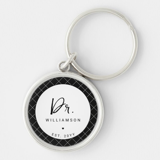 Personalised Name Dr Minimalist Doctor Graduation Key Ring (Front)