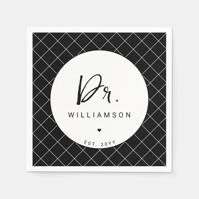 Personalised Name Dr Minimalist Doctor Graduation Napkin (Front)
