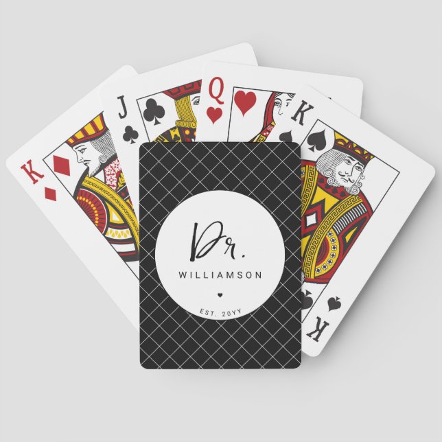 Personalised Name Dr Minimalist Doctor Graduation Playing Cards (Back)