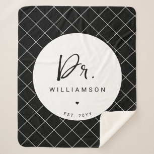 Personalised Name Dr Minimalist Doctor Graduation Sherpa Blanket