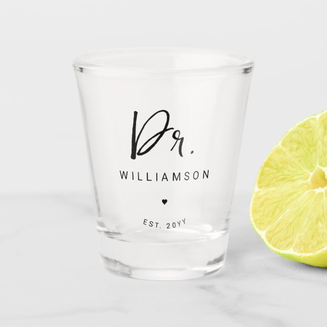 Personalised Name Dr Minimalist Doctor Graduation Shot Glass (Front)