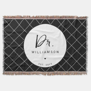 Personalised Name Dr Minimalist Doctor Graduation Throw Blanket