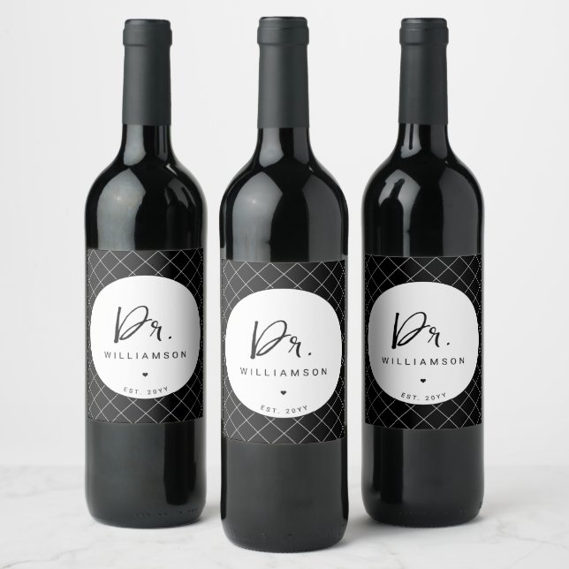 Personalised Name Dr Minimalist Doctor Graduation Wine Label (Bottles)