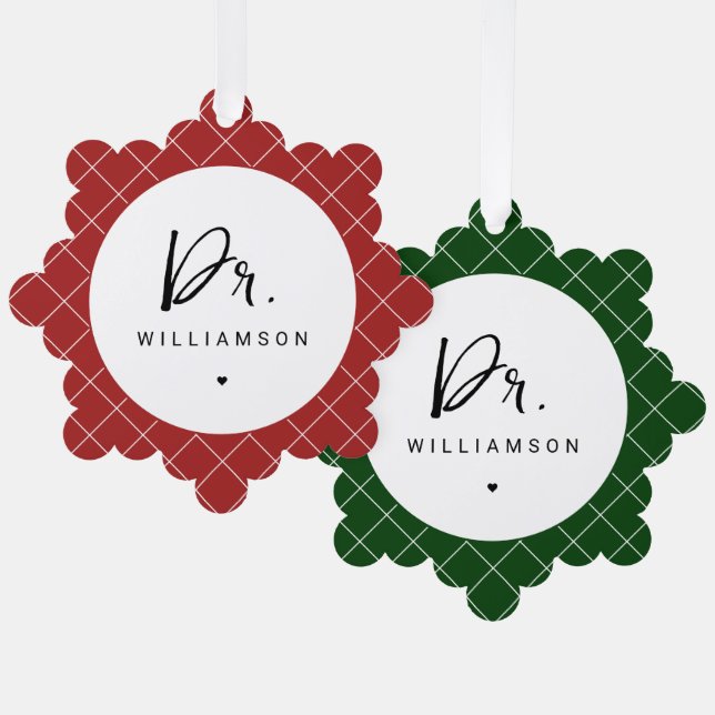 Personalised Name Dr Minimalist Doctor Tree Decoration Card (Front/Back)