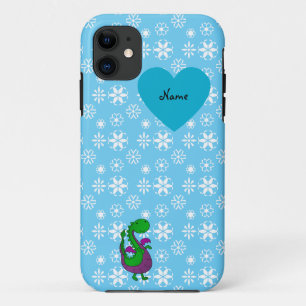 Personalised name dragon blue snowflakes iPhone 11 case