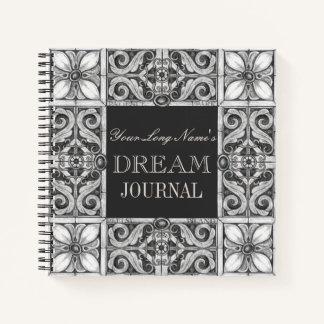 Personalised Name Dream Journal Black Grey White