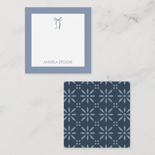 Personalised Name Dusty Blue Bow Card (Front/Back)