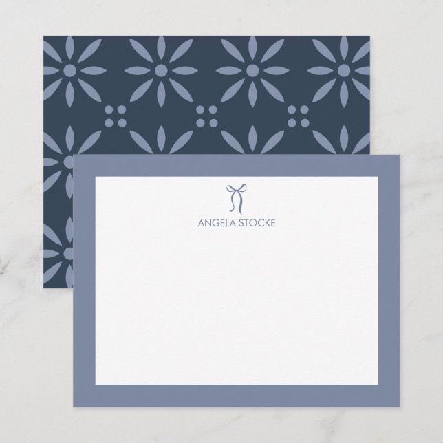 Personalised Name Dusty Blue Bow Card (Front/Back)