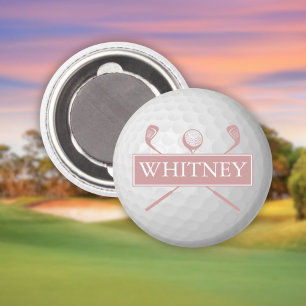 Personalised Name Dusty Rose Pink Golf Ball  Magnet