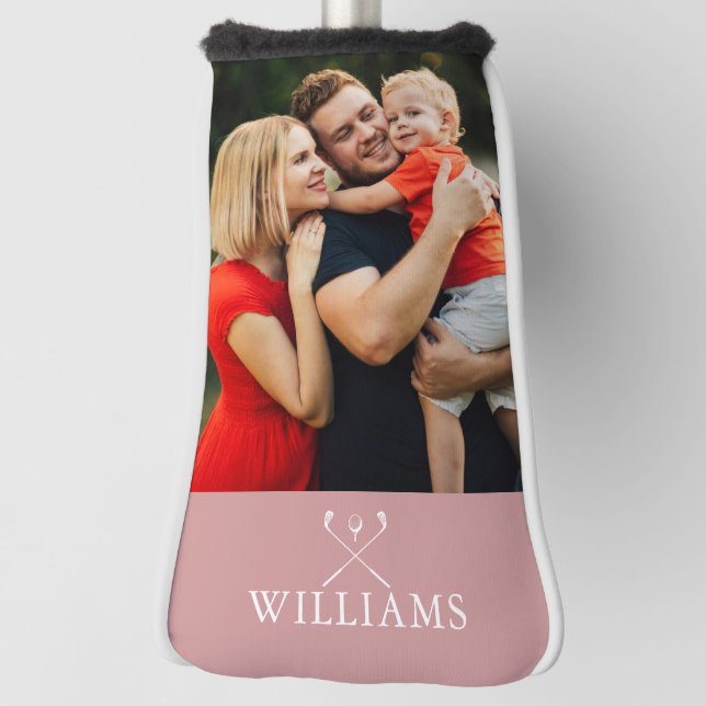 Personalised Name Dusty Rose Pink Photo Golf Head Cover (Rotate 90)
