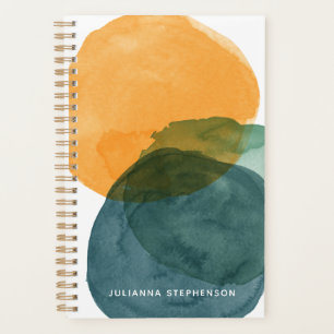 Personalised Name Earthy Abstract Watercolor Chic Planner