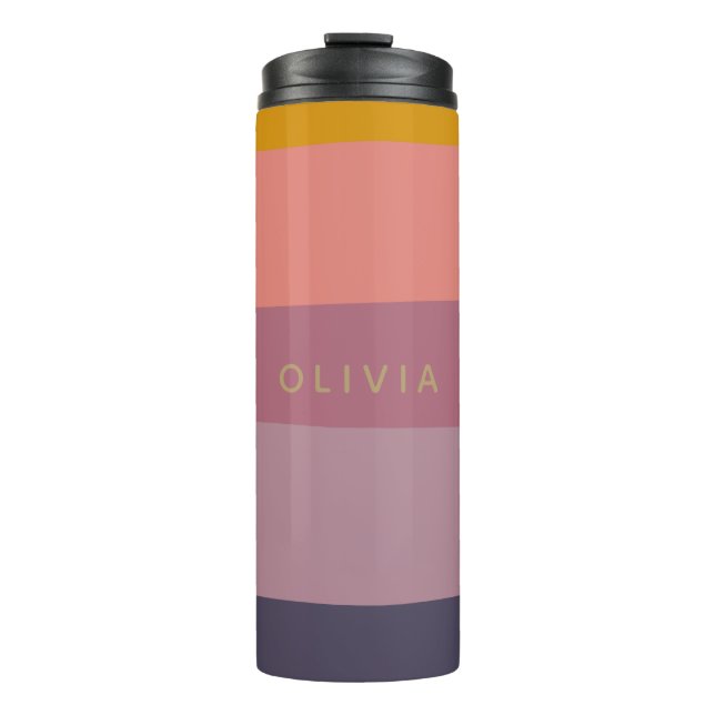 Personalised Name Earthy Minimalist Colour Block  Thermal Tumbler (Front)