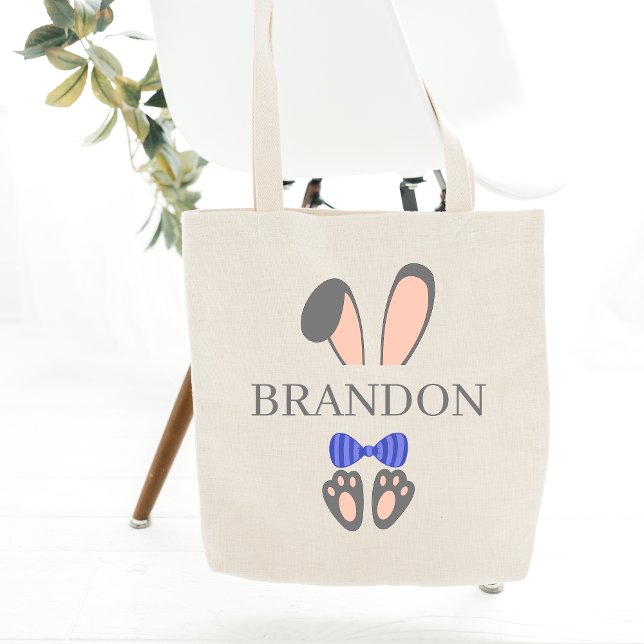 Personalised Name Easter Bunny With Bow Tie Tote Bag (Creator Uploaded)