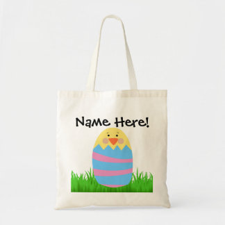 Personalised Name Easter Egg Hunt Baby Chick Tote Bag