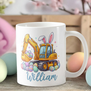 Personalised Name Easter Excavator Mug for Kids