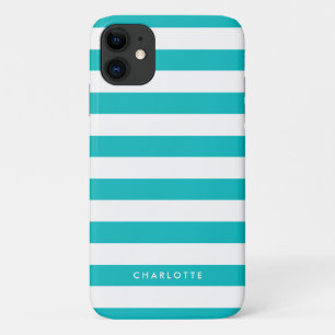 Personalised Name Editable Colour and White Stripe iPhone 11 Case