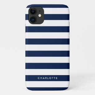Personalised Name Editable Colour and White Stripe iPhone 11 Case