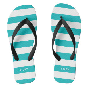 Personalised Name Editable Colour and White Stripe Flip Flops