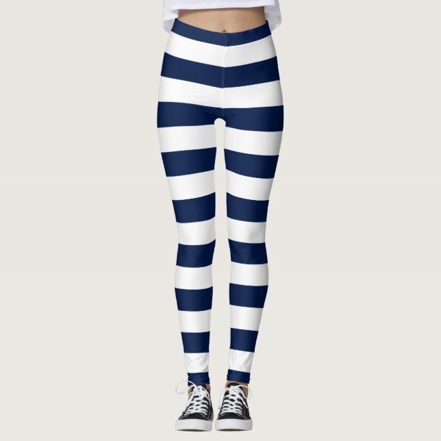 Personalised Name Editable Colour and White Stripe Leggings (Front)