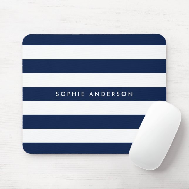 Personalised Name Editable Colour and White Stripe Mouse Mat (With Mouse)
