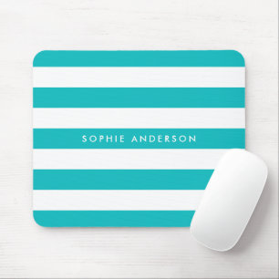Personalised Name Editable Colour and White Stripe Mouse Mat