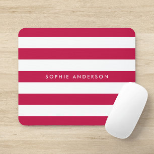 Personalised Name Editable Colour and White Stripe Mouse Mat