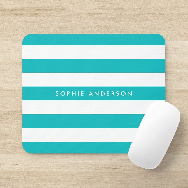 Personalised Name Editable Colour and White Stripe Mouse Mat (Creator Uploaded)