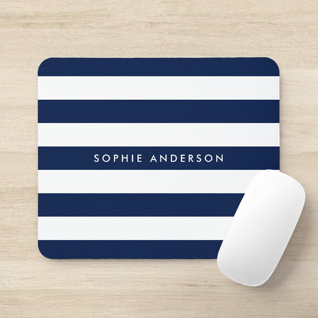 Personalised Name Editable Colour and White Stripe Mouse Mat (Creator Uploaded)