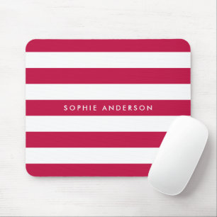 Personalised Name Editable Colour and White Stripe Mouse Mat