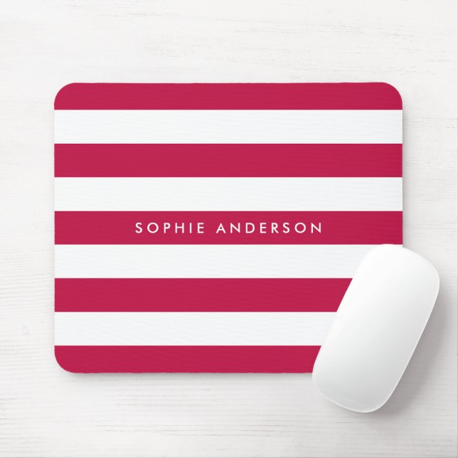 Personalised Name Editable Colour and White Stripe Mouse Mat (With Mouse)
