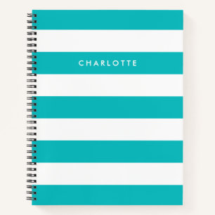 Personalised Name Editable Colour and White Stripe Notebook