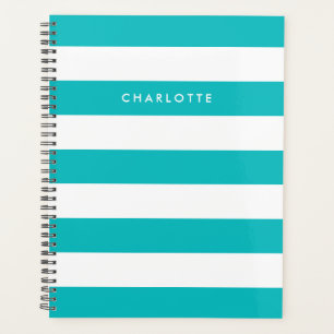 Personalised Name Editable Colour and White Stripe Planner