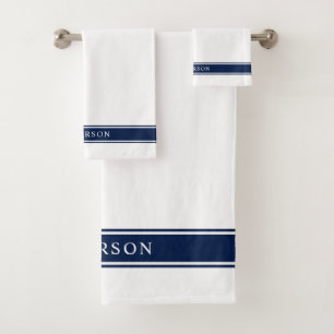 Personalised Name Editable Colour Stripes Bath Towel Set