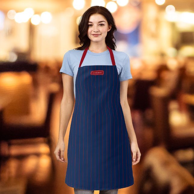 Personalised Name Editable Colours Classic Stripes Apron (Creator Uploaded)