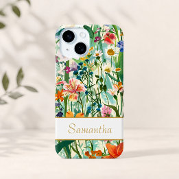 Personalised Name Elegant Garden Floral  iPhone 15 Case