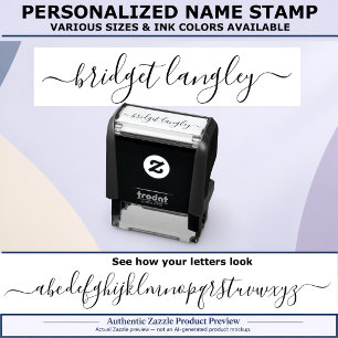 Personalised Name Elegant Pretty Script Signature Self-inking Stamp