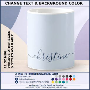 Personalised Name Elegant Pretty Script Text Navy Coffee Mug