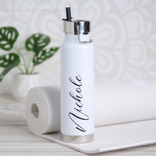 Personalised Name Elegant Script Typography Modern Water Bottle